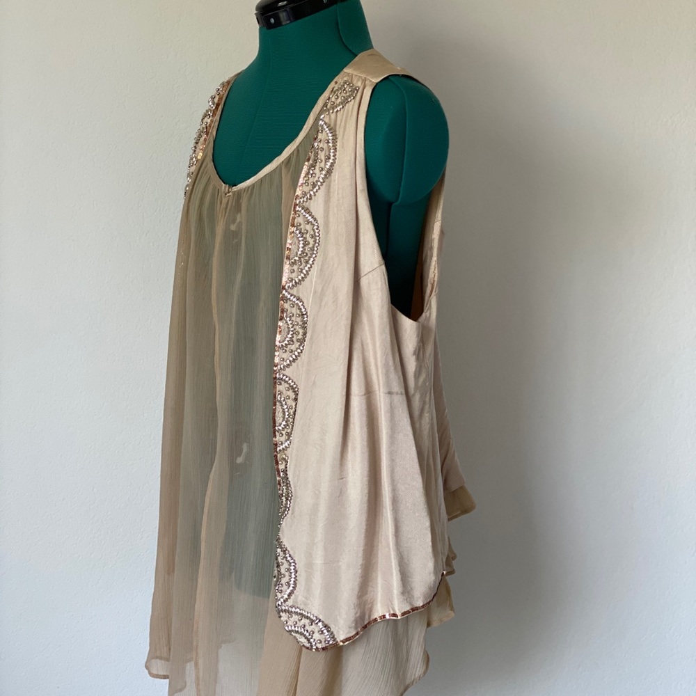 IMAN Beige Golden Vest Jacket  size 1X - Picture 6 of 10
